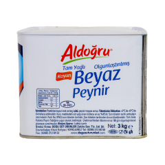 Aldoğru Tam Yağlı Koyun (Paçal) Peyniri Teneke (3 kg) -Orta Sert-